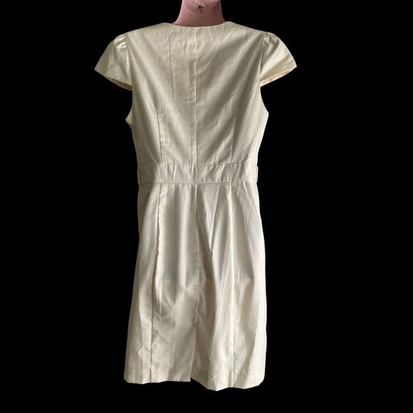 Forever 21 Contemporary Dress Womens Medium Ivory Cap Sleeve Fully Lined V Neck - Picture 4 of 8